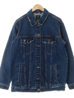bershka 중청 데님 워싱데미지루즈핏청재킷