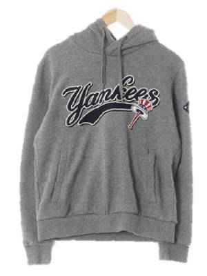 MLB 그레이 면혼방 양키즈뉴욕빅패치기모후드티