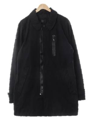 superdry 블랙 면혼방 싱글카라사선지퍼하프트렌치코트