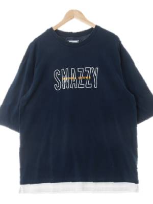 인터크루 네이비 프린팅 면혼방 SNAZZY크루넥반팔티