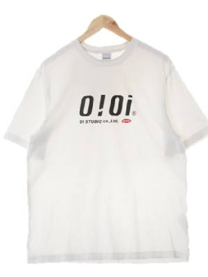oioi 화이트 프린팅 면혼방 빅로고크루넥반팔티