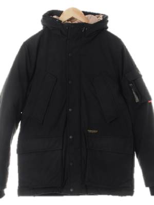 커버낫 매트블랙 면혼방 미디하이넥패딩