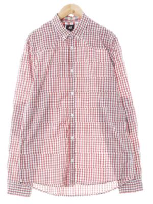h&m 브러쉬레드스카이블루 체크 면혼방 긴팔셔츠