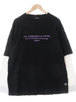 LMC 블랙 면 센터레터링레이어드티