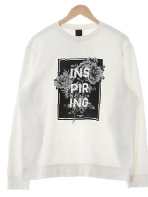h&m 화이트 프린팅 면혼방 스카치플라워기모맨투맨
