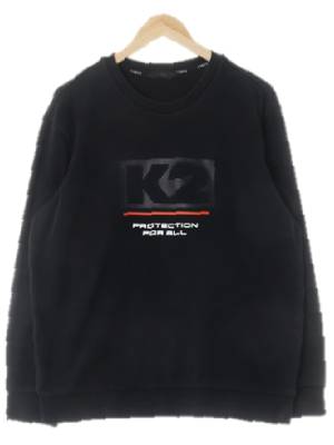 k2 블랙 면혼방 볼드입체빅로고맨투맨