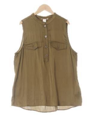 h&m 카키 페이크포켓실켓민소매블라우스