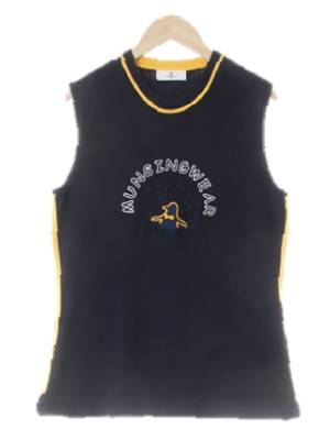 munsingwear 네이비 면혼방 단풍자수민소매니트조끼