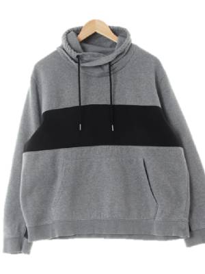 h&m 그레이 면혼방 절개배색오버핏후드티