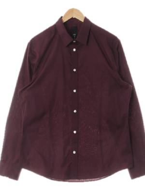 h&m 와인 면혼방 긴소매셔츠