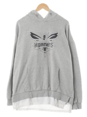 NBA 그레이 면혼방 박쥐레이어드후드티