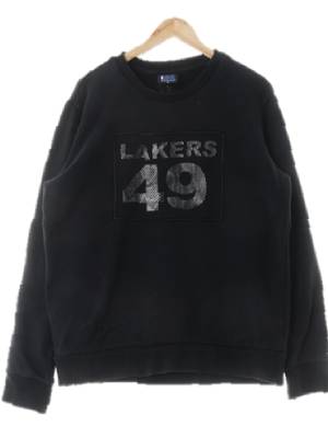 NBA 블랙 프린팅 면혼방 레터링크루넥맨투맨