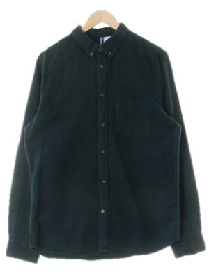 h&m 다크그린 면 워싱포켓긴팔셔츠