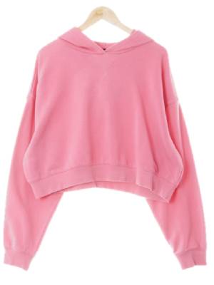 h&m 프리즘핑크 면혼방 크롭웜오버핏후드티