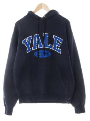 Yale 네이비 면혼방 빅패치중앙로고후드티