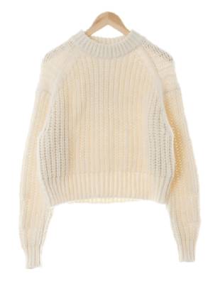 h&m 아이보리 울혼방 레글런골지크롭스웨터