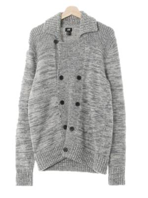 h&m 멜란지그레이 울혼방 더블버튼카라가디건자켓