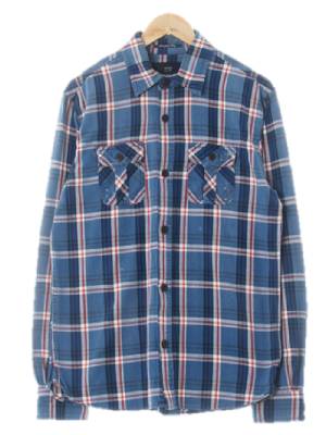 scotch&soda 블루블랙레드 체크 면 더블포켓긴팔셔츠
