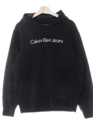 캘빈클라인 블랙 프린팅 면혼방 레터링스웨트후디