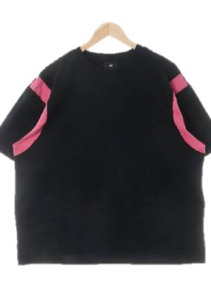 h&m 블랙 면 티어드배색워싱반팔티