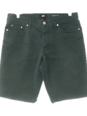 h&m 그린 면혼방 슬림핏하프진