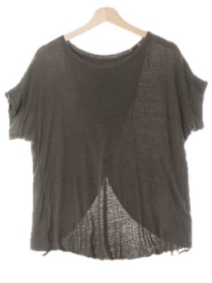 h&m mama 카키 린넨혼방 백슬릿쉬폰배색반팔티