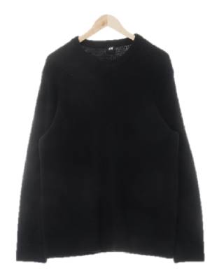 h&m 블랙 면혼방 와플루즈니트