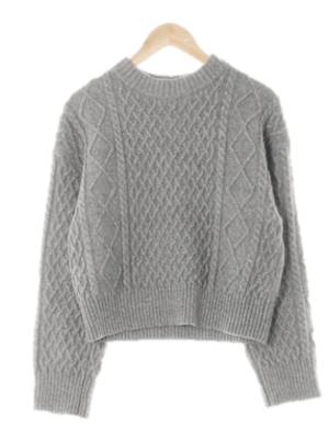 h&m 그레이 울혼방 양각짜임크롭스웨터