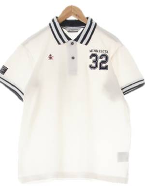 munsingwear 화이트 면혼방 32패치시보리카라반팔티
