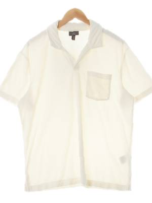 h&m 크림화이트 면혼방 오픈카라포켓반팔티