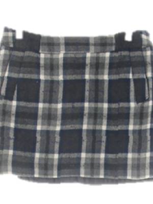 톰보이 다크차콜라이트그레이아이보리 체크 울혼방 퍼플포인트미니모직스커트