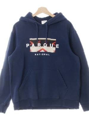 h&m 네이비 프린팅 면혼방 PARQUE워싱스웨트후디