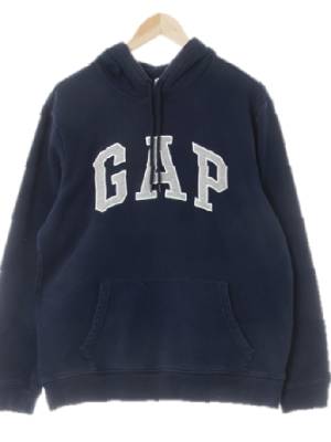 gap 네이비 면혼방 센터빅로고패치기모후드티
