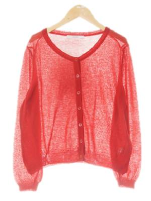 bcbg 칠리레드 아크릴혼방 시스루심플니트가디건
