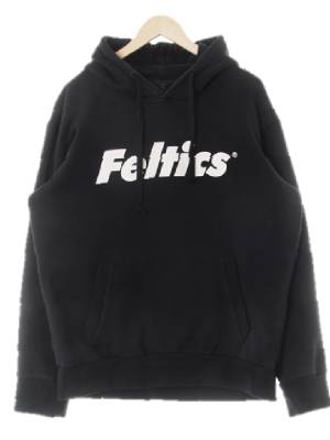 펠틱스 블랙 프린팅 면혼방 텍스트루즈후드티