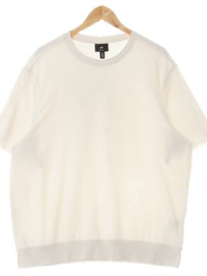 h&m 아이보리 면혼방 크루넥반팔소매커팅맨투맨