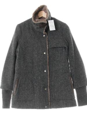 bcbg 그레이 알파카혼방 버클하이넥모직하프코트