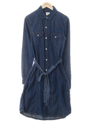gap 진청 데님 허리묶음데님포켓원피스