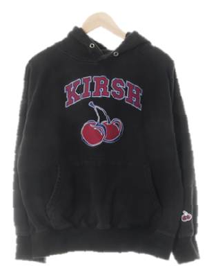 kirsh 블랙 면 체리후드티