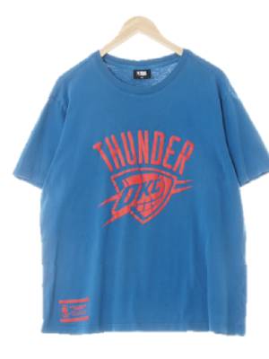 NBA 빈티지블루 면혼방 okc빅로고라운드반팔티