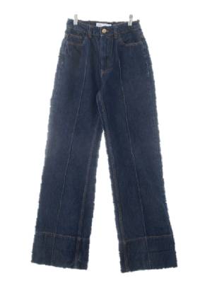 자라 진청 데님 슬림절개플레어스티치진