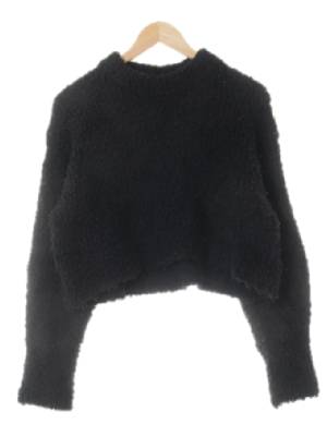 h&m 블랙 부클모크넥와이드크롭스웨터