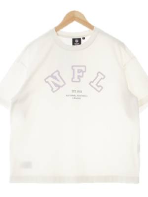 NFL 아이보리 프린팅 면혼방 라인텍스트오버사이즈반팔티