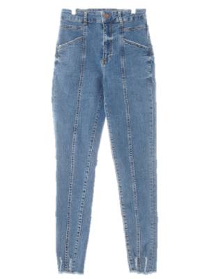 자라 중청 데님 절개라인워시드커팅스키니진