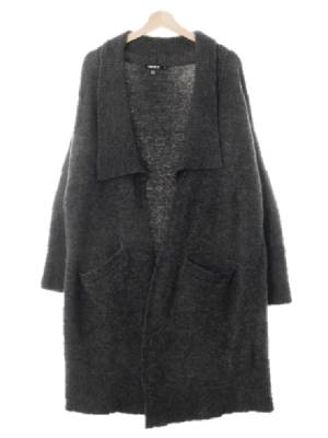 dkny 차콜 울혼방 빅숄카라오픈롱모헤어가오리핏가디건