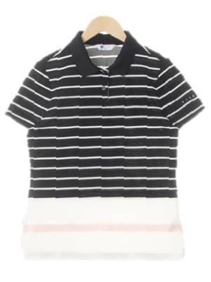 필라골프 블랙 스트라이프 배색반팔폴로티