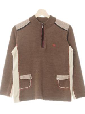 pierre balmain 브라운 하프집업스티치스웨터