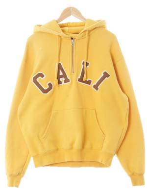 후아유 머스터드 면혼방 CALI하프집업스웨트후디
