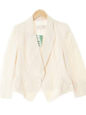 지고트 바든아이보리 실크 브이커팅숏재킷