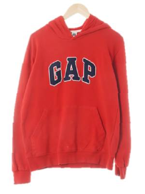 gap 레드 면혼방 펠트로고빅패치후드티